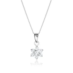 925 srebrna ogrlica, prozirni cvijet od cirkona, fini lančić