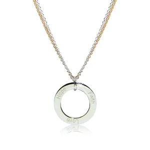 925 srebrna ogrlica - silueta kruga s natpisima 