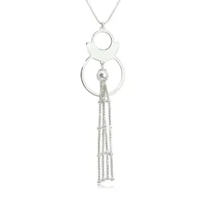 925 srebrna ogrlica – siluete krugova, kuglica s visećim lančićima