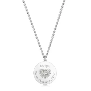 925 Srebrna ogrlica - sjajni disk, svjetlucavo srce sa natpisom 