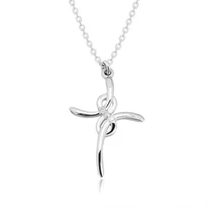 925 srebrna ogrlica - sjajni križ sa simbolom beskonačnosti, prozirni dijamanti