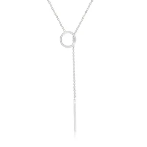 925 srebrna ogrlica - sjajni krug i štapić koji visi na tankom lančiću