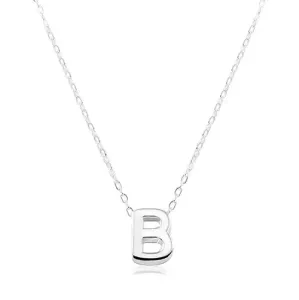 925 srebrna ogrlica, sjajni lančić, veliko slovo B