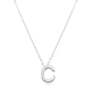 925 srebrna ogrlica, sjajni lančić, veliko slovo C