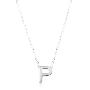 925 srebrna ogrlica, sjajni lančić, veliko slovo P