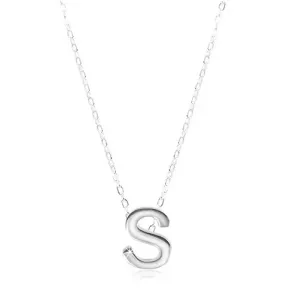 925 srebrna ogrlica, sjajni lančić, veliko slovo S