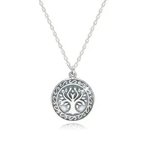 925 srebrna ogrlica - sjajno drvo života unutar kruga