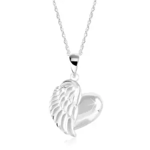 925 srebrna ogrlica, sjajno srce sa anđeoskim krilom, uvrnuti lančić