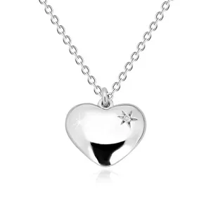 925 srebrna ogrlica - sjajno srce sa zvijezdom i dijamantom