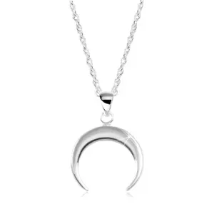 925 srebrna ogrlica, spiralni lančić, sjajni polumjesec