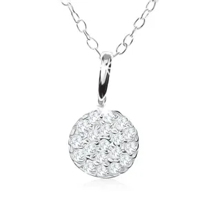 925 srebrna ogrlica, svjetlucavi krug ukrašen sa prozirnim cirkonima