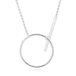 925 srebrna ogrlica - svjetlucavi lančić, sjajna silueta kruga i štapić