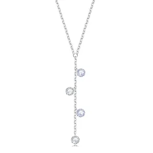 925 Srebrna ogrlica – tanki lančić, prozirni i cirkon boje lavande