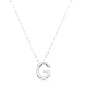 925 srebrna ogrlica, veliko slovo G, sjajni lančić
