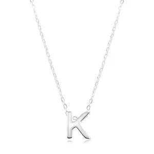 925 srebrna ogrlica, veliko slovo K, sjajni lančić