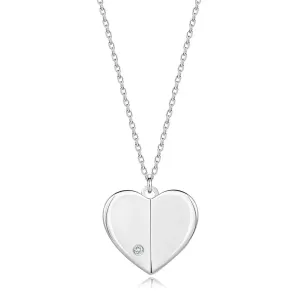 Dijamantna ogrlica od srebra 925 - srce sa uzdignutim stranama, okrugli briljant