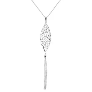 Lančić i šuplji urezani oval sa lančićima, ogrlica od 925 srebra