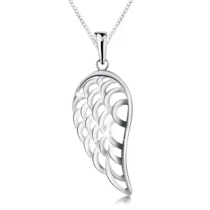 Ogrlica izrađena od 925 srebra s privjeskom, veliko krilo anđela, tanki lančić