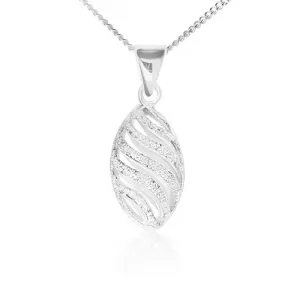 Ogrlica izrađena od 925 srebra, šuplji izrezbareni oval, pjeskarena površina