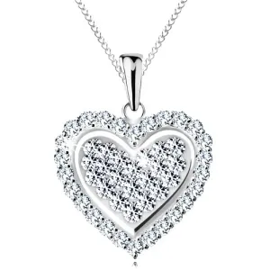 Ogrlica izrađena od 925 srebra, svjetlucavo srce optočeno prozirnim cirkonima