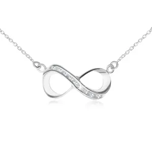 Ogrlica - lančić i simbol vječnosti, prozirni cirkoni, 925 srebro