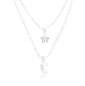Ogrlica napravljena od 925 srebra, dupli lančić, zvijezda i mjesec