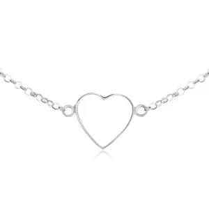Ogrlica od 925 srebra - silueta simetričnog srca, lančić