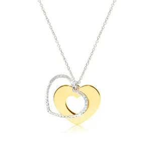 Ogrlica od 925 srebra - sjajno srce zlatne boje sa svjetlucavom konturom