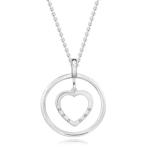 Ogrlica od srebra 925 - čisti dijamanti, srce i konture prstena