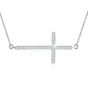 Ogrlica od srebra 925 - križ optočen prozirnim cirkonima na elegantnom lančiću