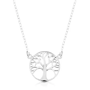 Ogrlica od srebra 925, lančić i privjesak - sjajno drvo života u krugu