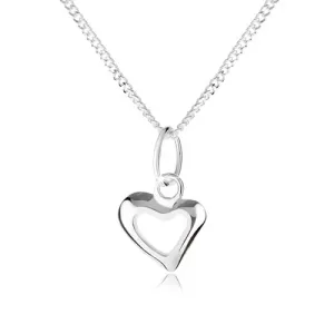Ogrlica od srebra 925 s nepravilnom siluetom srca, spiralni lančić