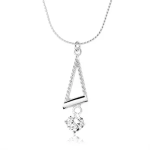 Ogrlica od srebra 925, spiralni lančić, silueta trokuta, cirkon
