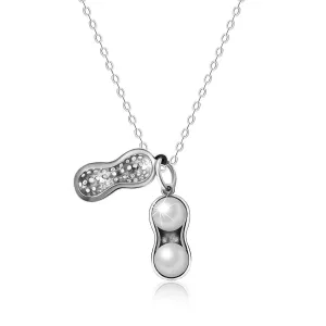 Ogrlica od srebra 925, svjetlucavi kikiriki s okruglim perlama