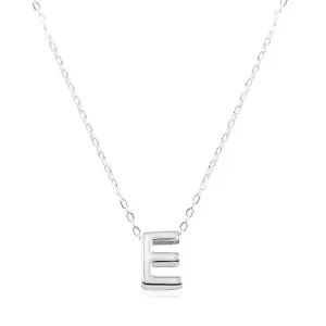 Prilagodljiva ogrlica, 925 srebro, veliko slovo E