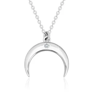 Briljantna ogrlica, srebro 925 - obrnuti polumjesec s prozirnim dijamantom