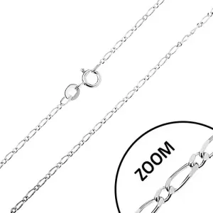 Sjajni srebrni lančić, duge i kratke ovalne karikice, širina 1,3 mm, duljina 500 mm