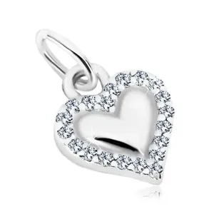 925 srebrni privjesak - sjajno srce, silueta prozirnih cirkona