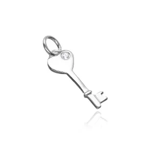 Privjesak od 925 srebra - ključ sa srcolikom glavom s cirkonom