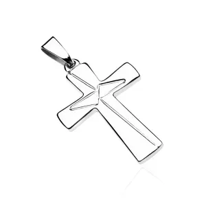 Srebrni privjesak - Latinski križ, ugravirani trokuti