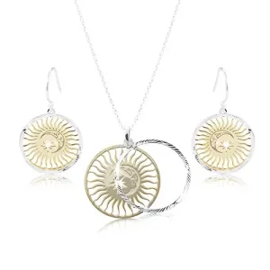 925 srebrni set - dupli krug, sunce, mjesec i zvijezda