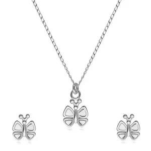 925 srebrni set - naušnice i ogrlica, leptir s ukrašenim krilima