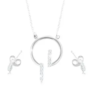 925 srebrni set, naušnice i ogrlica - obruč i jasne cirkonske linije