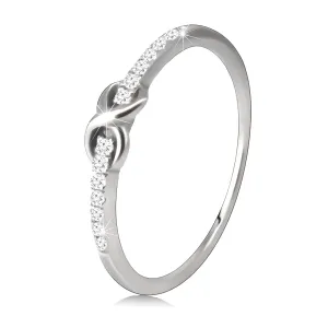 925 Srebrni prsten - figura petlja u obliku osmice, prozirni cirkoni - Veličina: 49