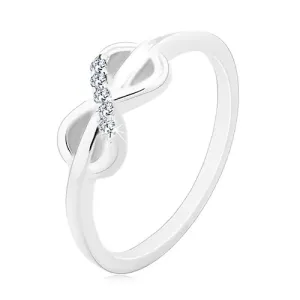 925 srebrni prsten, INFINITY simbol ukrašen sa prozirnim cirkonima - Veličina: 58