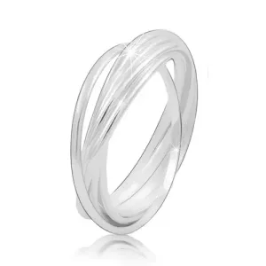 925 srebrni prsten - međusobno isprepleteni tanki prsteni, sjajna glatka površina - Veličina: 56