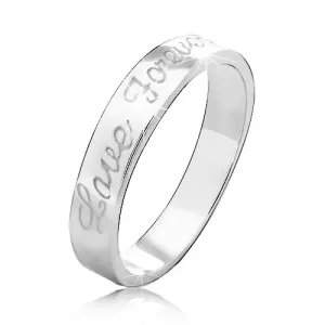 925 srebrni prsten sa urezanim natpisom Love Forever - Veličina: 49