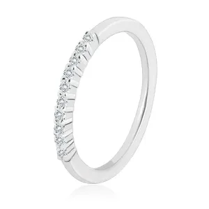 925 srebrni prsten - sjajna linija prozirnih cirkona, uski krakovi - Veličina: 52