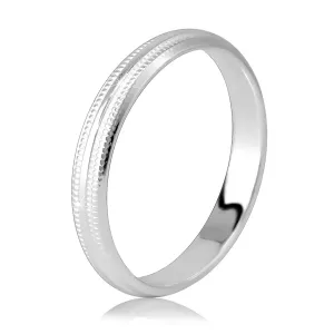925 srebrni prsten - sjajna traka i dva nazubljena ureza, 3 mm - Veličina: 49