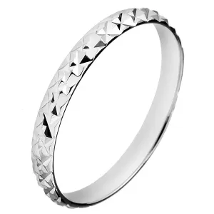Blješteći srebrni prsten - izbočeni rombovi - Veličina: 50
